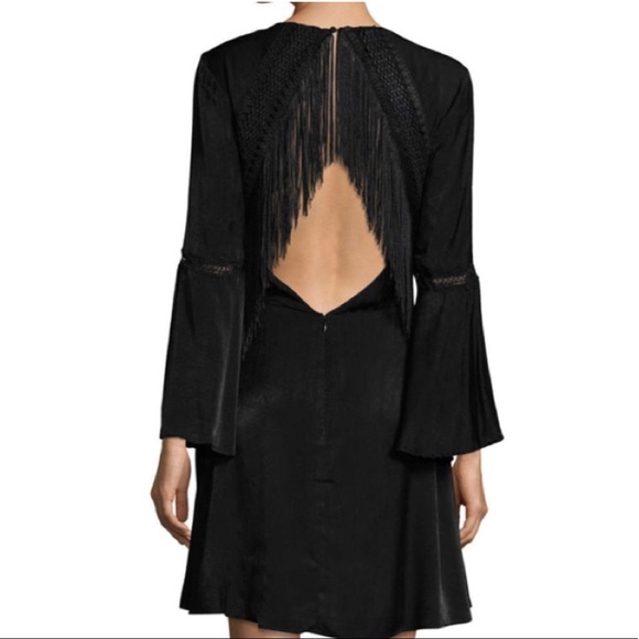 NWT Jetset Diaries Spartel Fringe Open Back Mini Dress Black M - Picture 9 of 16